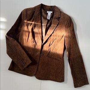Liz & Co Rich Brown Leather Women's Blazer